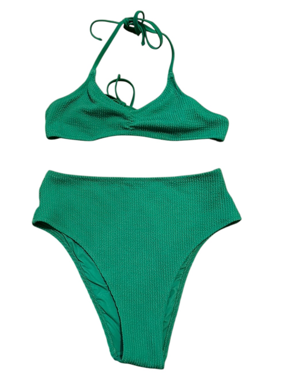 aerie Green Textured High-Waist Bikini Set
